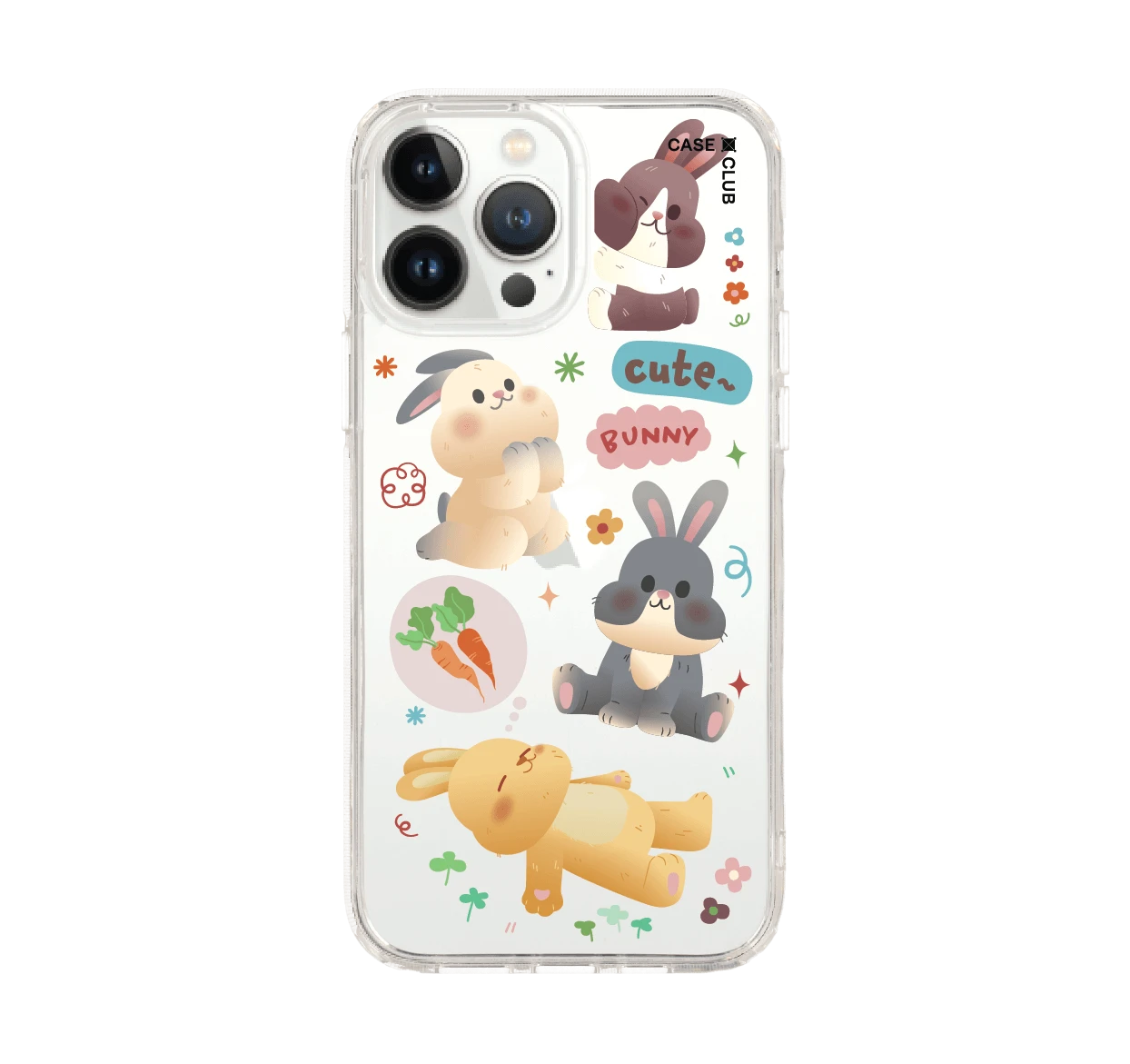 iphone 12/ 13 pro max clear case cute bunny